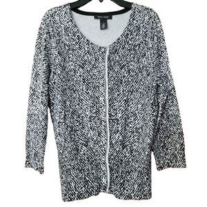 Women's Size Small White House Black Market black and white cardigan with detail